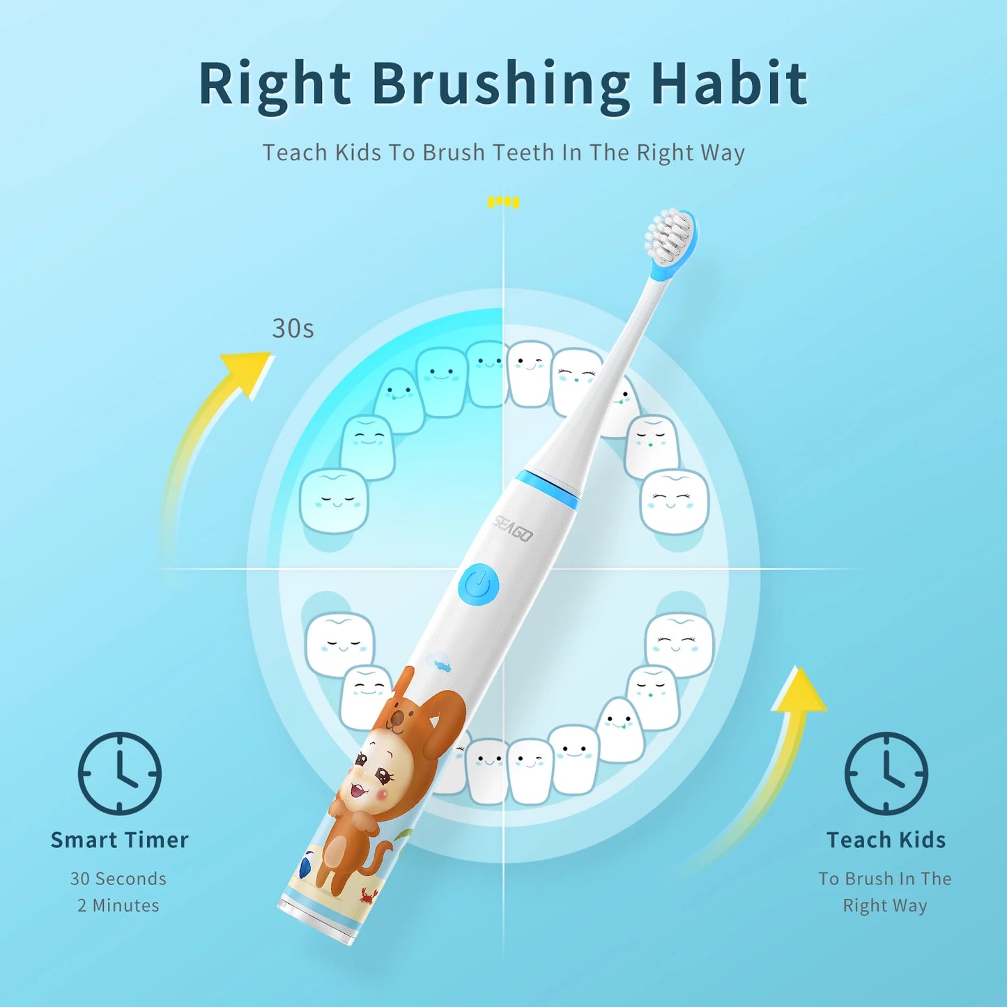 Kids Sonic Electric Toothbrush Rechargeable