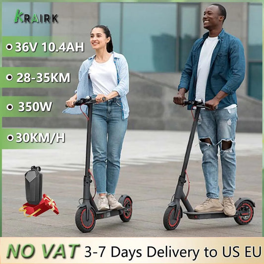 350W Electric Scooter for Adults 36V 10.4Ah Battery 30km/h Max Speed Folding EScooter 8.5 inch Solid Tires