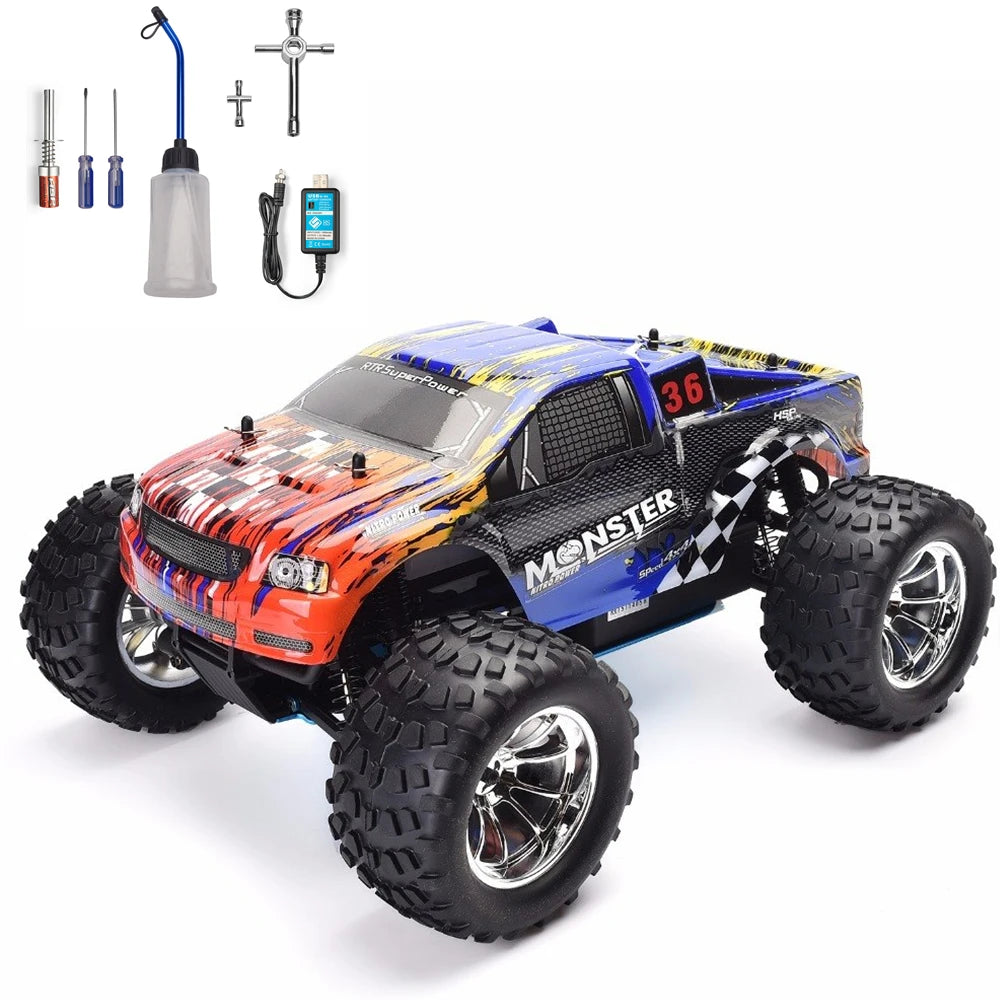 HSP RC Car 1:10 Scale Two Speed Off Road Monster Truck Nitro Gas Power 4wd Remote Control, High Speed Hobby Racing RC Vehicle