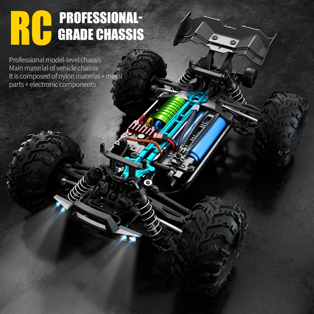 1:16  4WD RC Car With Led Lights 2.4G Radio High Speed Brushless Motor Remote Control Off-Road Cars for Children