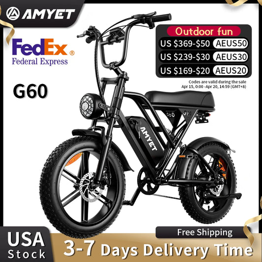 AMYET V9-G60 Electric E Bikes Mountain Moped For Men