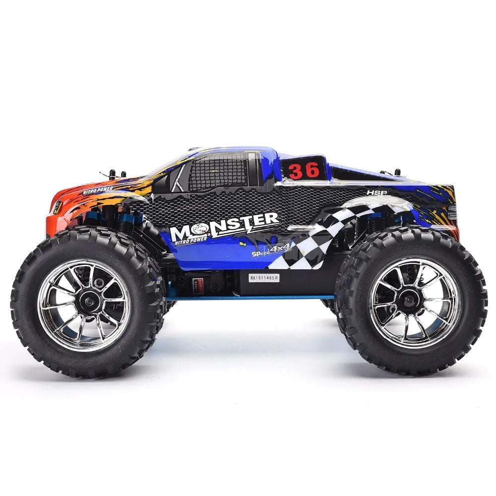 HSP RC Car 1:10 Scale Two Speed Off Road Monster Truck Nitro Gas Power 4wd Remote Control, High Speed Hobby Racing RC Vehicle