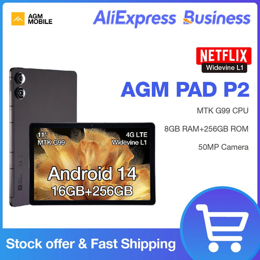 AGM PAD P2 Tablet, 8GB + 256GB, 11 inch FHD Display, 50MP Camera, 7850mAh Battery, MTK G99, 480 Nit Brightness Widevine L1