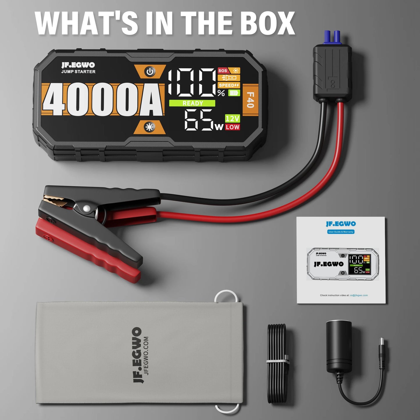 4000A 26000mAh Jump Starter Portable PD65w Battery 16L/12L For Emergency Car Booster Auto Starting Device Power Bank